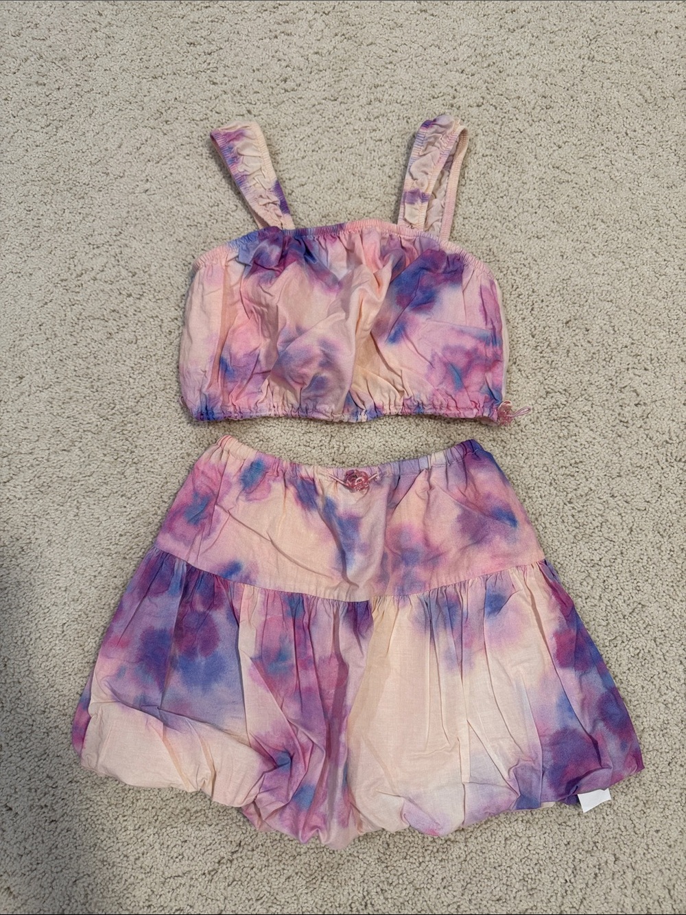 Zara Pink & Purple Tie-Dye Bandeau Top and Skirt Set